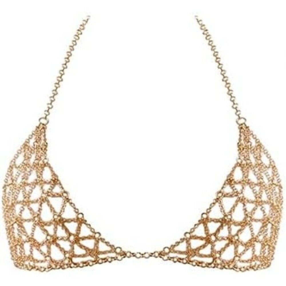 🆕Women's Gold Sexy Body layer Chest Chain Fashion Bra Chain Jewelry